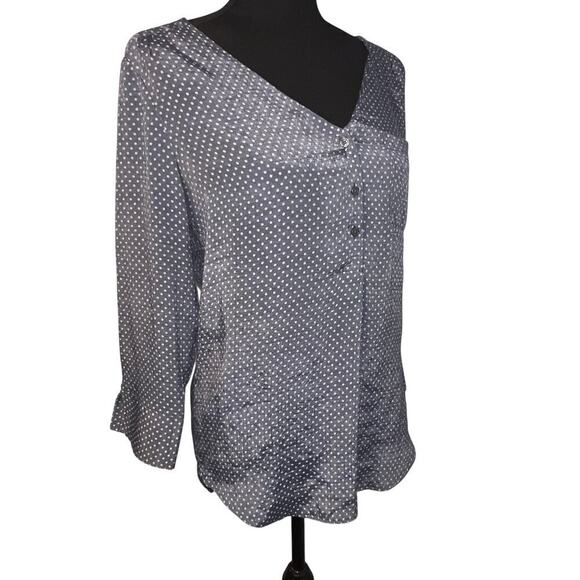 Fred David womens size small polkadot hi/low hem fairy whimsy goth button Henley - Picture 3 of 8